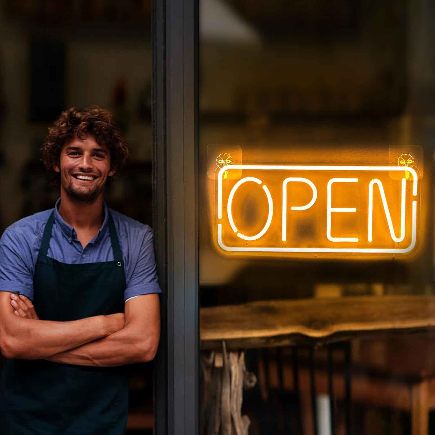 Outdoor Lighting For Store - Letreiro Neon Aberto com Alimentação USB,