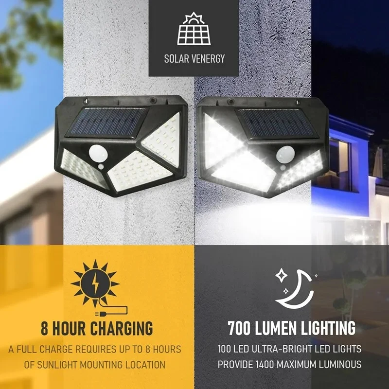Bollard Light Garden - 100led multifuncional lâmpada solar ao ar
