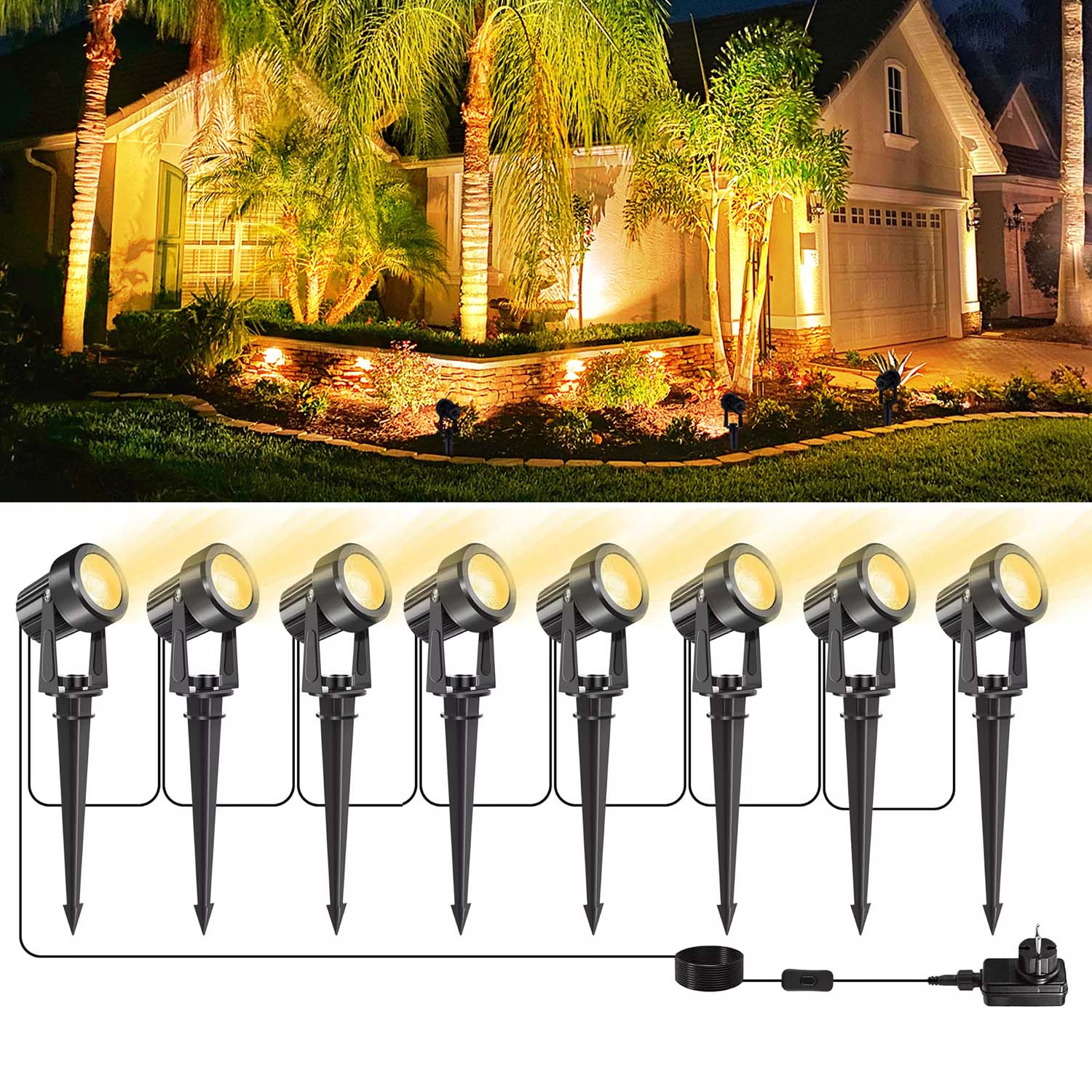 Outdoor Lighting Voltage - 4/6/8leds 3000k holofote ao ar livre