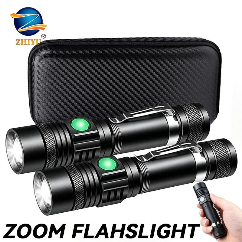 Outdoor Lighting Nearby - Lanterna LED T6 Recarregável, Tocha Zoomável
