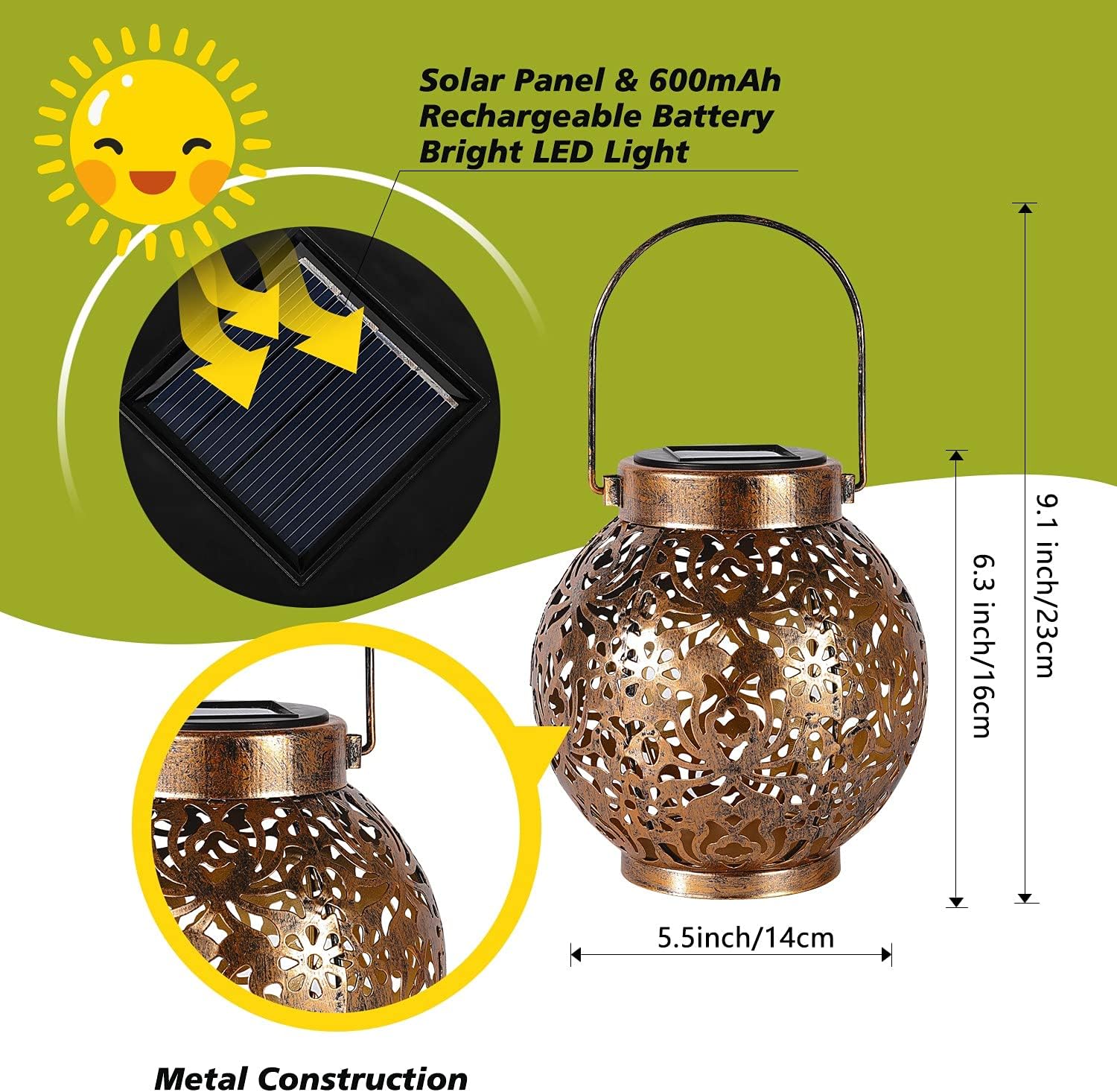 1-6PCS Lanternas Solares Marro - Bollard Light Garden avaliação e preço