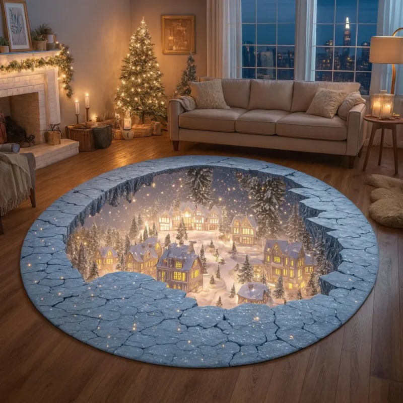 3d natal aldeia tapete inverno - Outdoor Xmas Lighting Ideas avaliação e preço