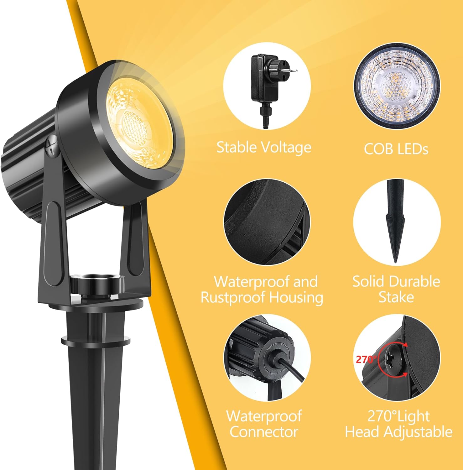 4/6/8leds 3000k holofote ao ar - Outdoor Lighting Voltage avaliação e preço